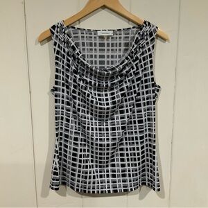 Calvin Klein Black & White Scoop Neck Stretch Pullover Sleeveless Tank Top sz L